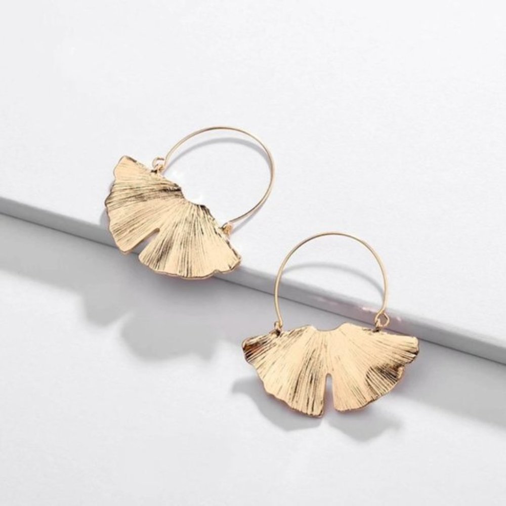 Anthropologie Golden Leaf Earrings